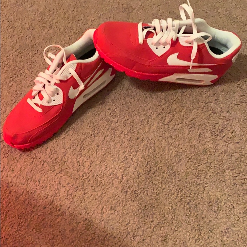 Customized red and white nike air max’s